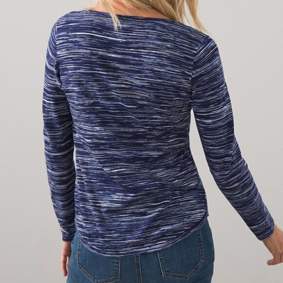 Chico’s Space Dye V-Neck Pullover Sweater Blue - Picture 2 of 14